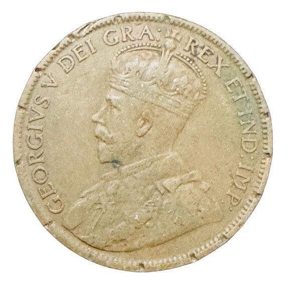 1919 Canada 1 Cent - George V with "DEI GRA" Large Cent KM# 21 - Picture 1 of 8